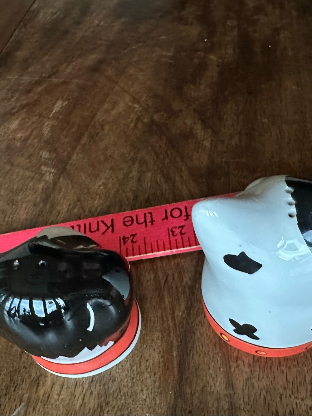 Whimsical Dog Salt and Pepper Shakers White & Black with Red Collars - Picture 2 of 7